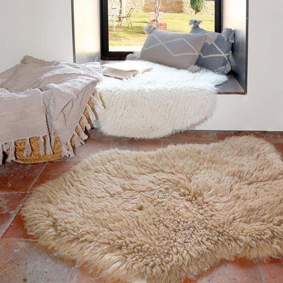 Tapis en laine naturelle lavable en machine Woolly